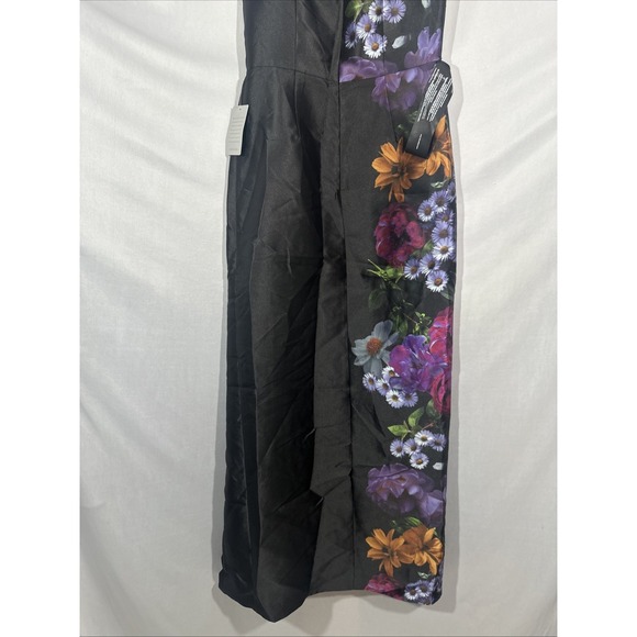 NEW $338 Kay‎ Unger [ SZ 6 ] Helene Peony Bouquet Column Gown Black Raven S2052 - Picture 14 of 14